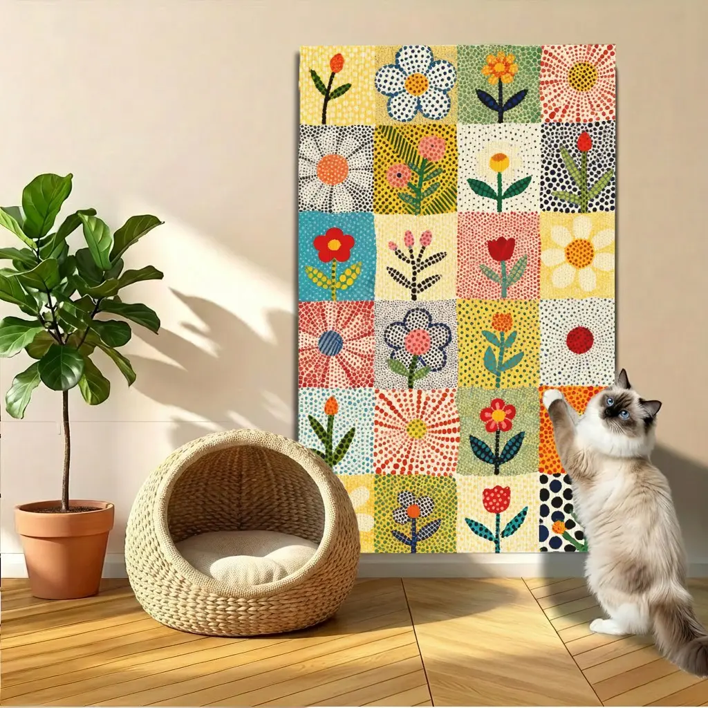 Cat Scratch Pad Indoor Wall Mounted, Self Adhesive Cat Scratching Mat, Climbing Activity Toy, Durable & Easy Installation