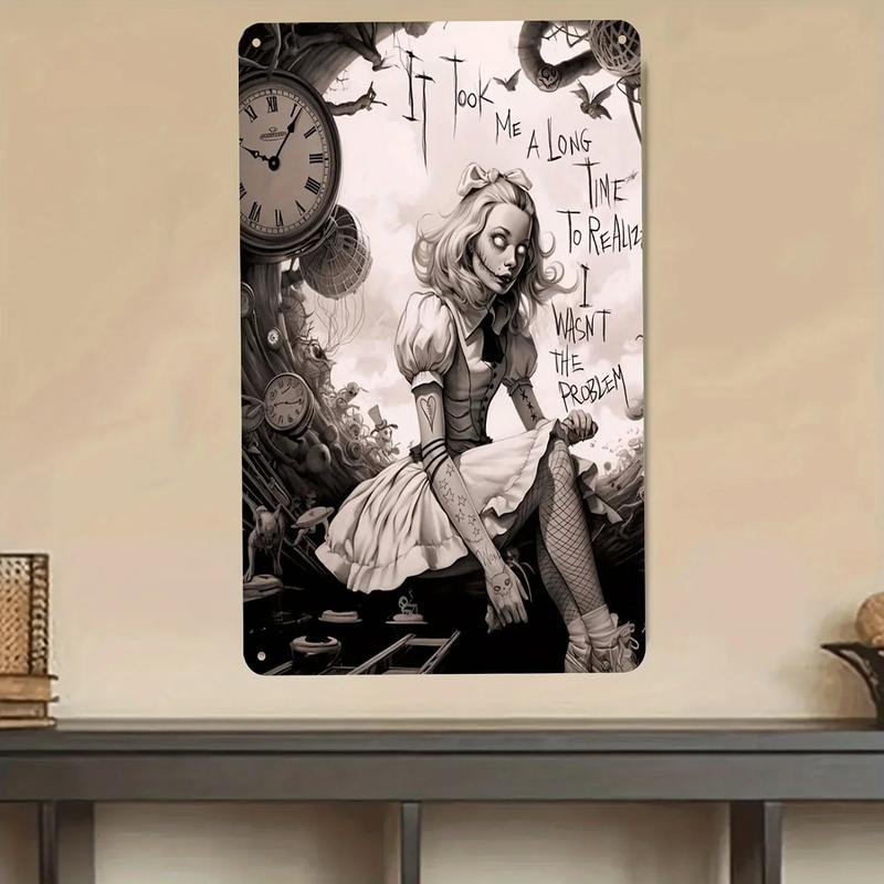 Vintage Alice in Wonderland Pattern Sign, Creative Wall Art, Wall Decor for Home Living Room Bedroom, Room Decor, Home Decor, Ornaments