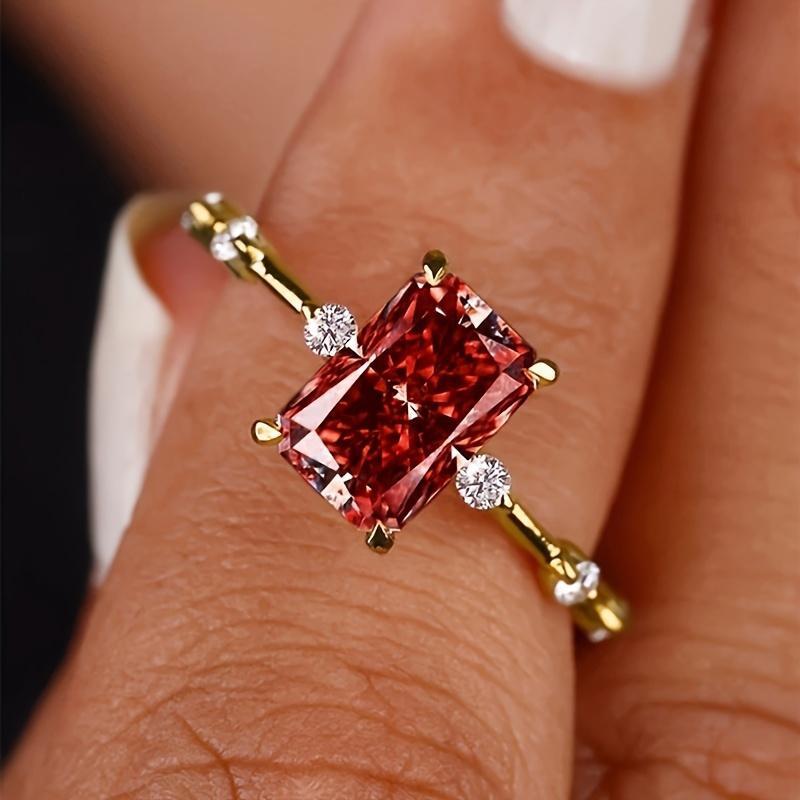 Women's Brilliant Exquisite Yellow Cubic Zirconia Engagement Ring – Fashionable Jewelry, Ideal Gift for Weddings & Anniversaries