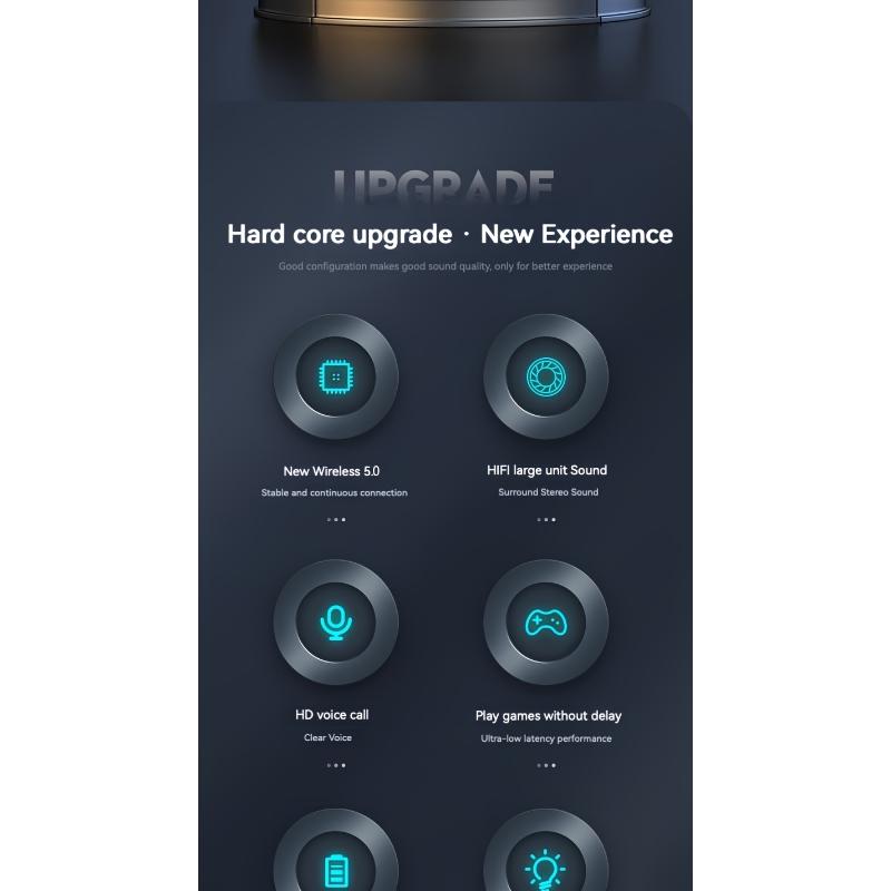 Extra-long Standby 200 Hours Gaming Headset, With LED Lights, Wireless 5.0 Chip, 99D Surround Sound, Noise-cancelling Voice, Push Button Volume Control, Type-C Plug, Rechargeable Lithium Polymer Battery, Mobile Phone Compatible, Video Game