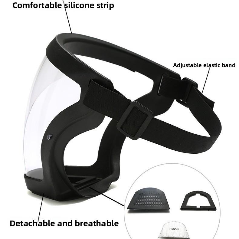 Transparent Mask - Adjustable Full Face Shield - Durable Plastic Safety Mask - Heat and Impact Resistant for Work, Kitchen and Outdoor Use with Easy Drawstring Closure Design