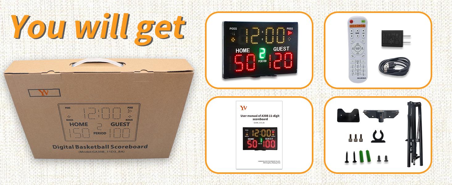 Battery Powered Electronic Basketball Scoreboard Timer Clock with Buzzer, Portable Tabletop Digital Scoreboard with Remote, Wall-Mounted Professional Score Clock Score Keeper for Multisports Insulated Beer Sleeve for Golf Bag Digital LED Scoreboard with