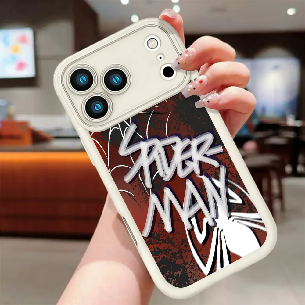 Spider Marvel Funny Gesture Phone Case, Large Window Raised Camera Frame Soft TPU Shock‑Absorbent Protective Cover for iPhone, Cool Marvel Spiderman Comic Print Phone Shellfor iPhone 17 16 15 14 Pro Max 13 12 11 XR XS X