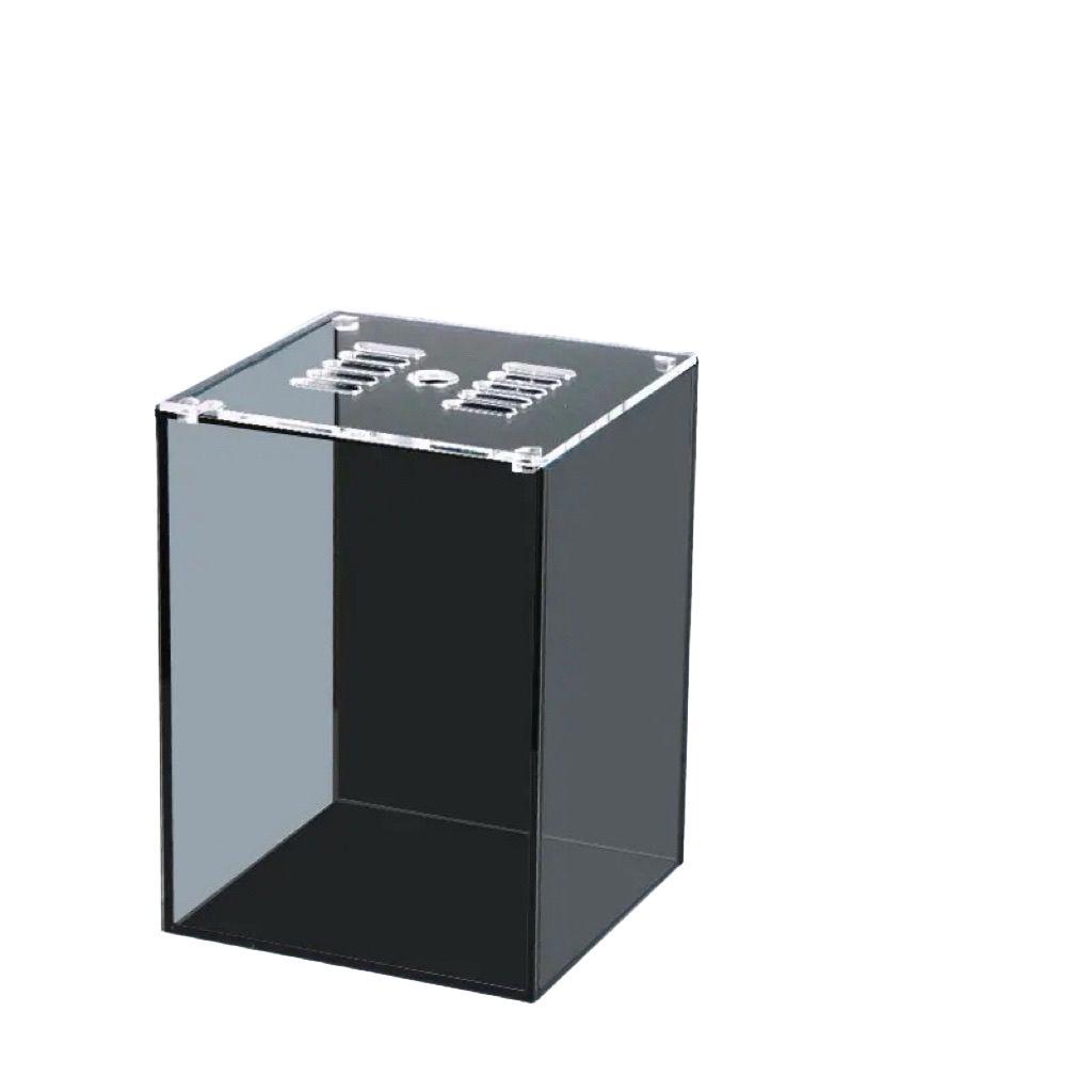 Master Small Fish Tank Black Glass Tank Desktop Small Glass Mini Ultra Clear Glass Betta Tank with LED Light Lid