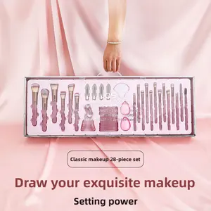 Diamond Bling Makeup Brushes Set 28 Pcs Premium Cosmetic Brushes for Flawless Foundation Eyeshadow Blush Highlighter with Soft Synthetic Bristles Ideal for Makeup Enthusiasts & Beginners