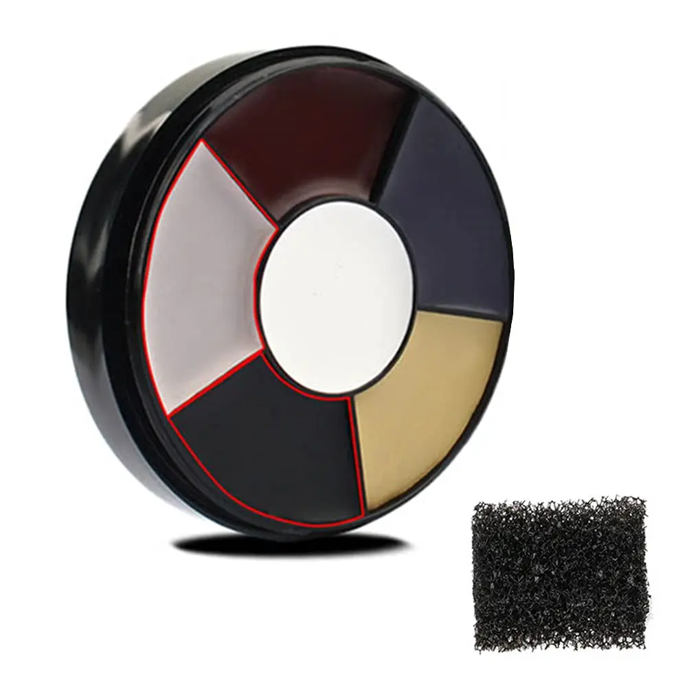 6 Colors Bruise Makeup Wheel with Stipple Sponge, Non-Toxic Face and Body Paint Kit for Professional Halloween, Zombie & Clown Special Effects, 6 Colors Bruise Makeup Wheel + Stipple Sponge, Clown Makeup