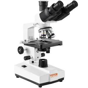 VEVOR Compound Trinocular Microscope, 40X-5000X Magnification Trinocular Compound Lab Microscope with Two-Layer Mechanical Stage, External Interface, LED Illumination and Microscope Slides Included