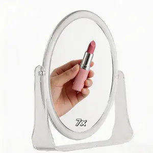 Double-Sided Magnifying Makeup Mirror, 360° Rotating Desktop, 1x and 7x Magnification, Ideal for Beauty Lovers and Professionals