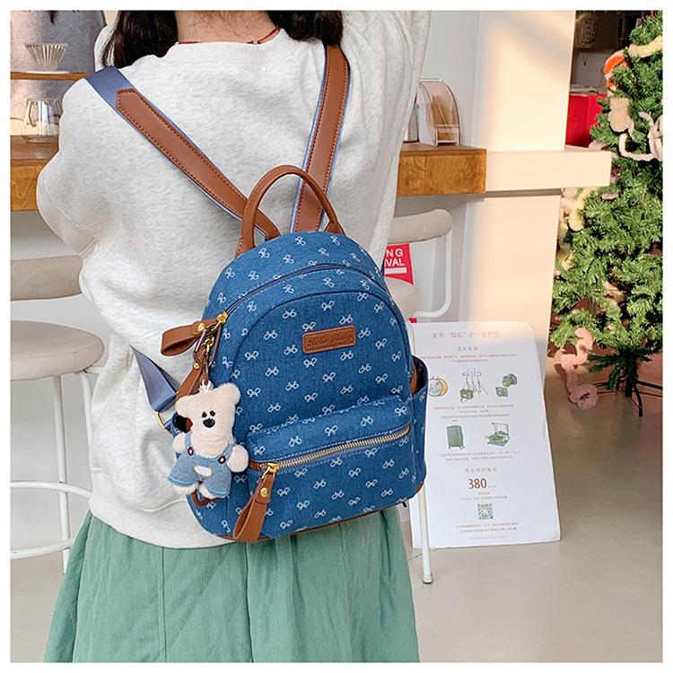 Korean-style fashionable trendy women's backpack, stylish and cute with a bow, student schoolbag, 2026 new model, cross-border women's bag