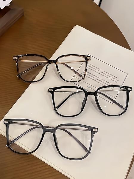 Y2K Retro Square Tortoise Shell Frame Glasses Stylish Unisex Lightweight Casual Style for Work Daily Use TR & Zinc Alloy Decorative Lens