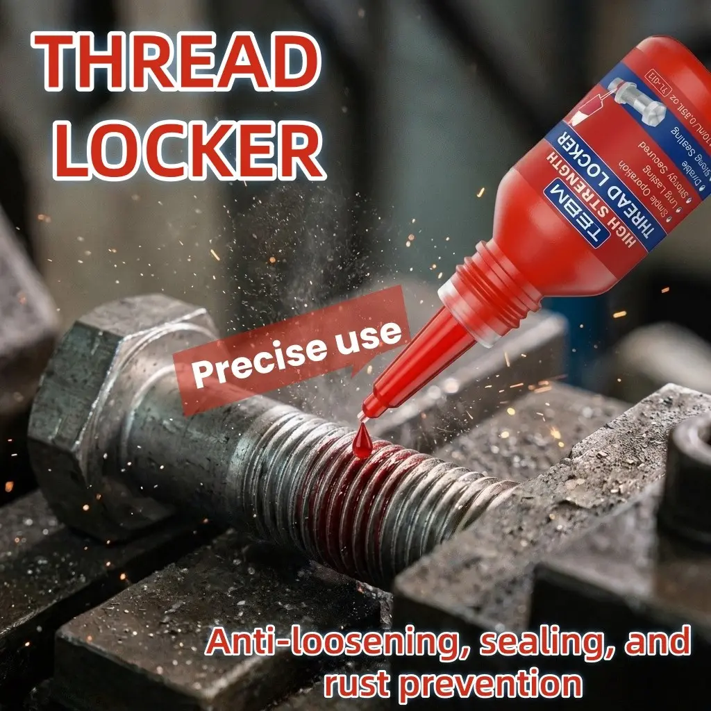 Thread Locking Agent Liquid, Anti-Vibration and Anti-Loosening, Oil Resistant Formula, Ideal for Industrial Machinery, Conveyor Belts, Pump Bolts