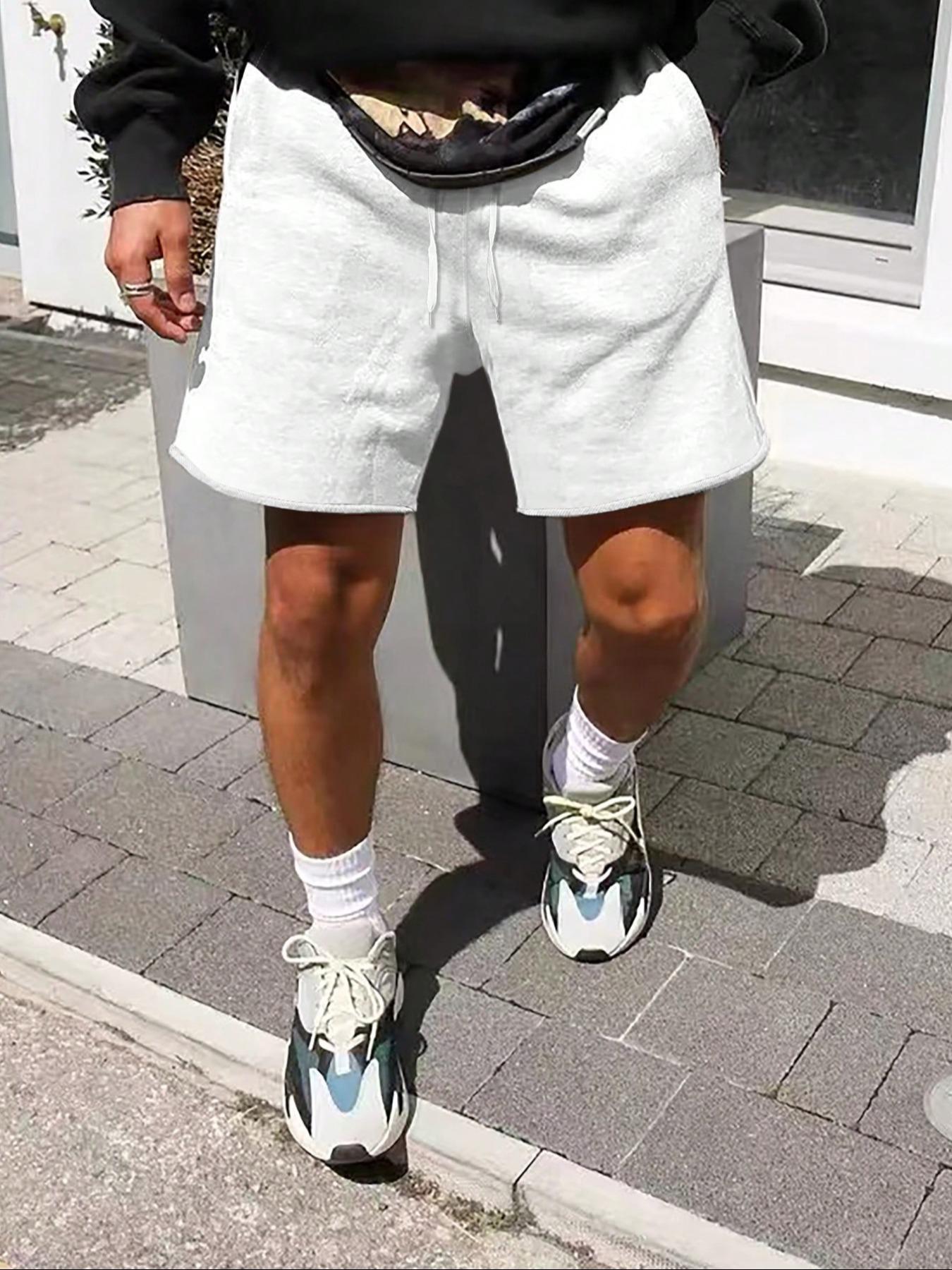 Men's Solid Color Track Shorts, Regular Fit Casual Comfy Breathable Shorts for Summer, Men's Bottoms for Daily Wear, Menswear