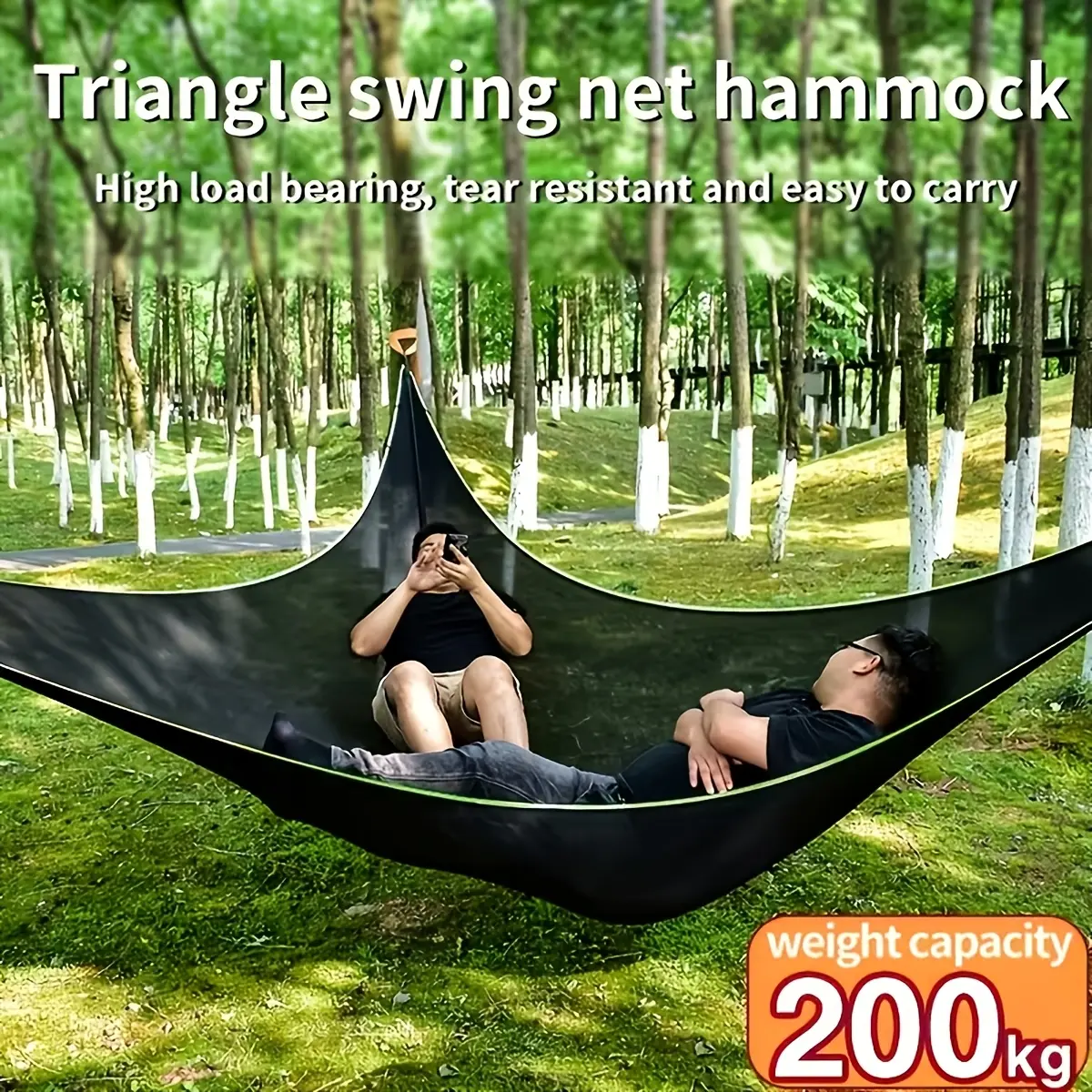 New Outdoor Multiplayer Heavy Duty Hammock | Large Sky Tree House Tent and Camping Hammock, Mesh Swing, Outdoor Triangle Hammock, Ideal for Camping and Relaxing | Polyester, Hand or Professional Dry Cleaning, with Lanyard, Maximum Load Bearing 440.92 LB