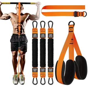 Heavy-Duty Adjustable Resistance Band with Dual Feet Support Pedals for Strength Training Workout Equipment 75-225 lbs Chin Up Bands