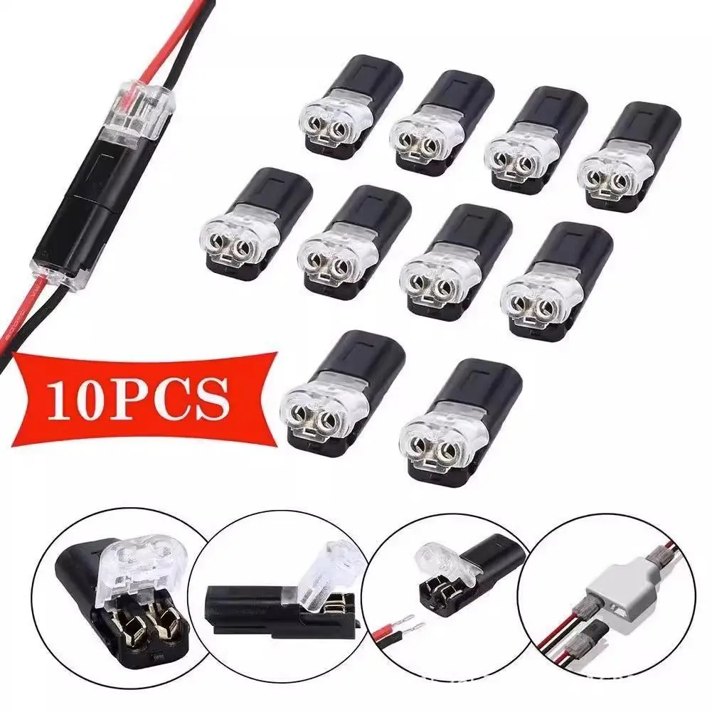 10pcs D-FLIFE T2 Connector, Brass, Recessed Mounting, Quick Connect, No Solder, No Peel, Automatic Plug, Uncharged, Without Battery, for Electrical Accessories, Quick Connectors