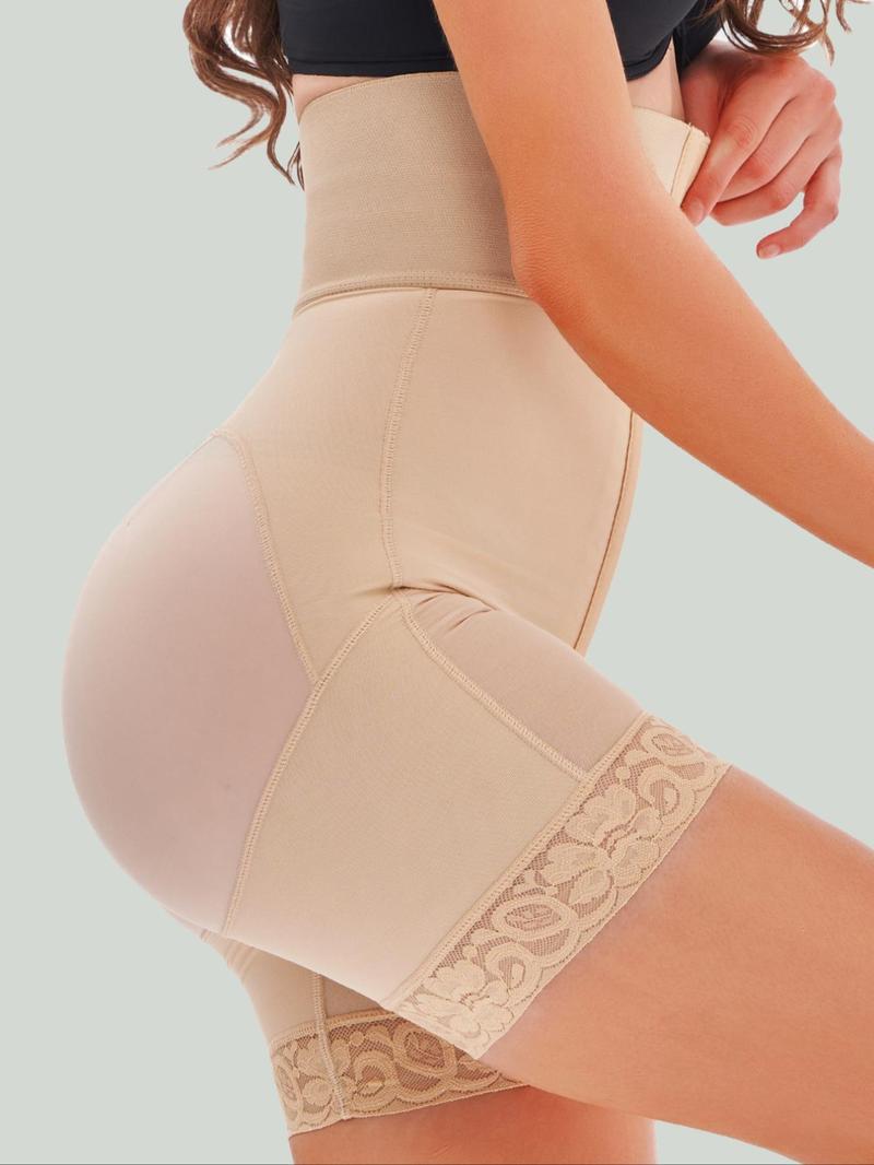 Women's Contrast Lace Adjustable Hook & Eye Closure Shapewear Shorts, Tummy Control Butt Lifter Body Shapewear Bottoms, Invisible Shaper for Daily Wear