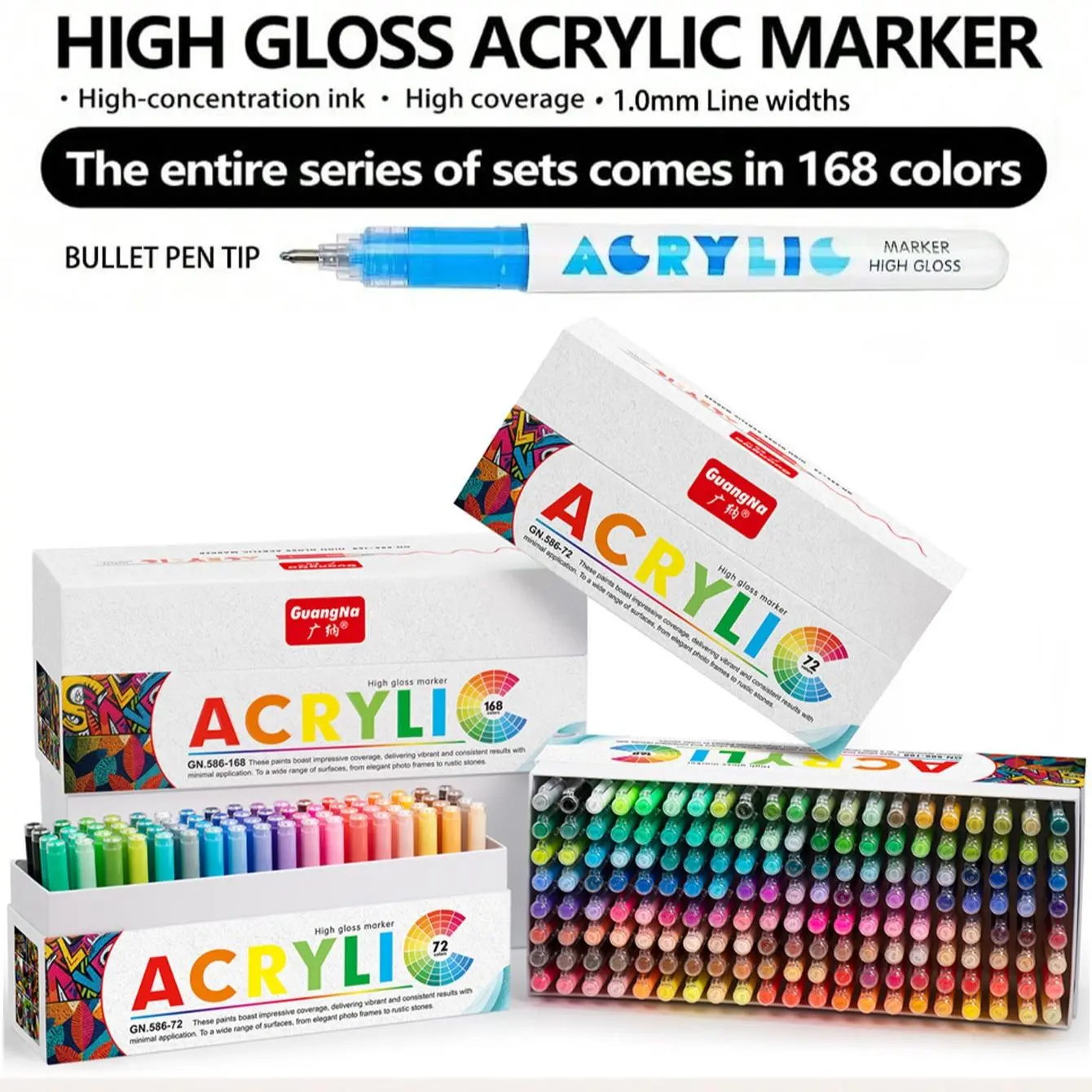 Guangna Portable 168-Piece Art Pen Set, Professional Art Supplies, Includes Large Capacity Pens, Markers, Highlighters, Ideal Gift