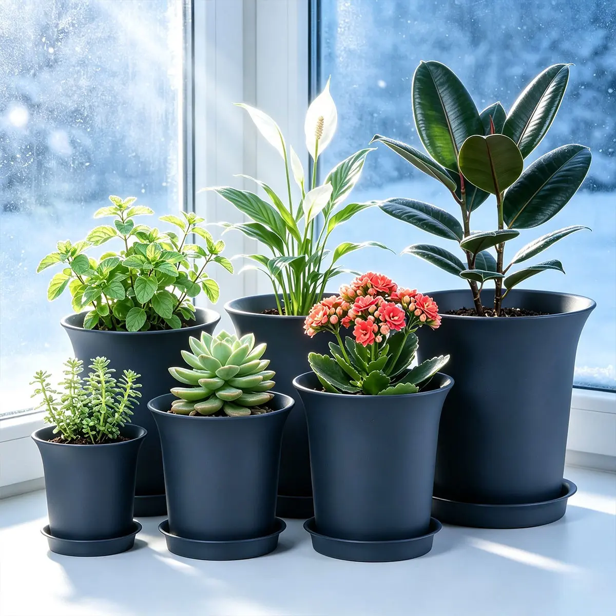 4/5PCS set of bell-shaped resin flower pot with drainage hole + tray, plastic flower pot with drainage hole and tray, tulip-shaped curved flower pot, light plastic flower pot, indoor decoration flower pot, breathable flower pot, Flower pot with drainage h