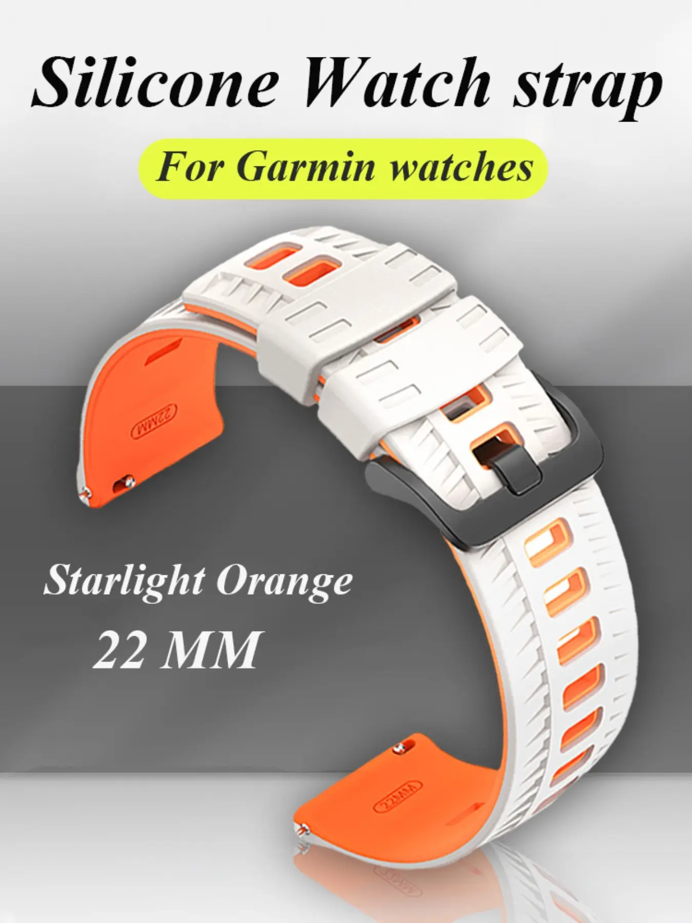 22mm Fashionable Sports Breathable Silicone Watch Strap, Adjustable And Replaceable Watchband,For Garmin Watchband Venu 3 2 Vivoactive 4 Forerunner 745/265 255/255 Music/965 955/935 945 Soft And Durable Dual-Color Watch Strap, For Both Men And Women