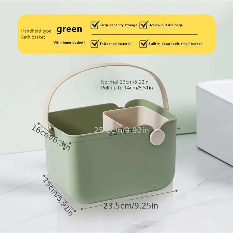 Portable shower caddy for student dorms—thickened material, high load-bearing capacity, storage basket, Basket for bathroom, Bathroom Storage Baskets