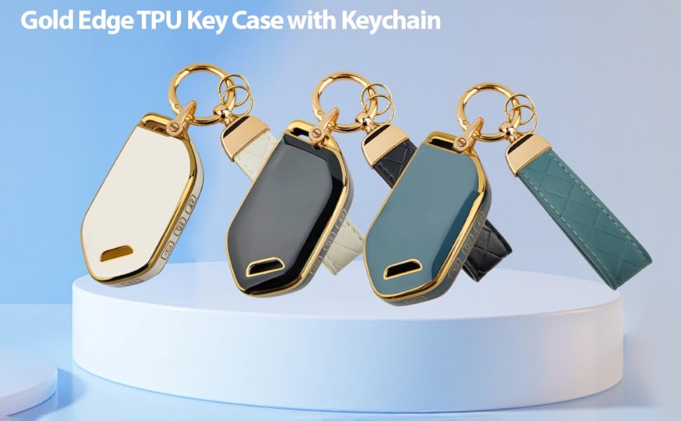 5 Button TPU Key Fob Cover, Compatible with 2023 2024 Kia Telluride EV5, Remote Key Case with Leather Keychain, Black
