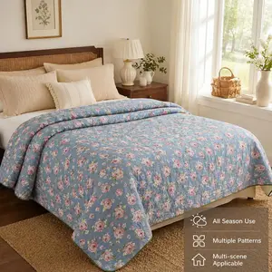 1pcs of small floral print summer quilt, super soft and skin-friendly air-conditioned quilt, Printed Quilts, suitable for use in all seasons, bedrooms, and living rooms #GLOBAL PICKS