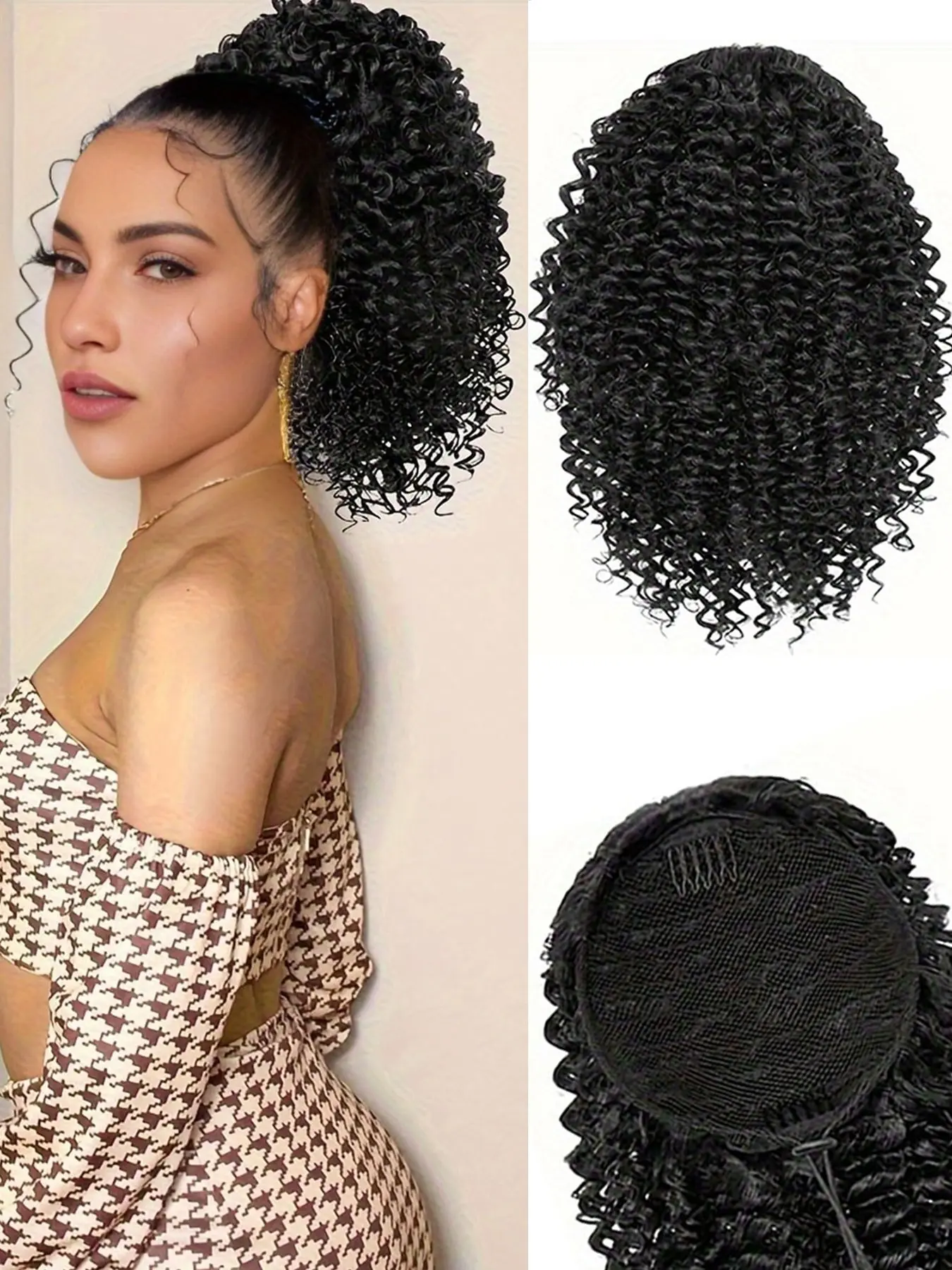 Women Curly Ponytail Extension, 12 Inch Fake Ponytail, Synthetic Material, Includes 2 Clips, Easy-To-Use Design, Synthetic Hairpiece, Synthetic Ponytail Hairpieces