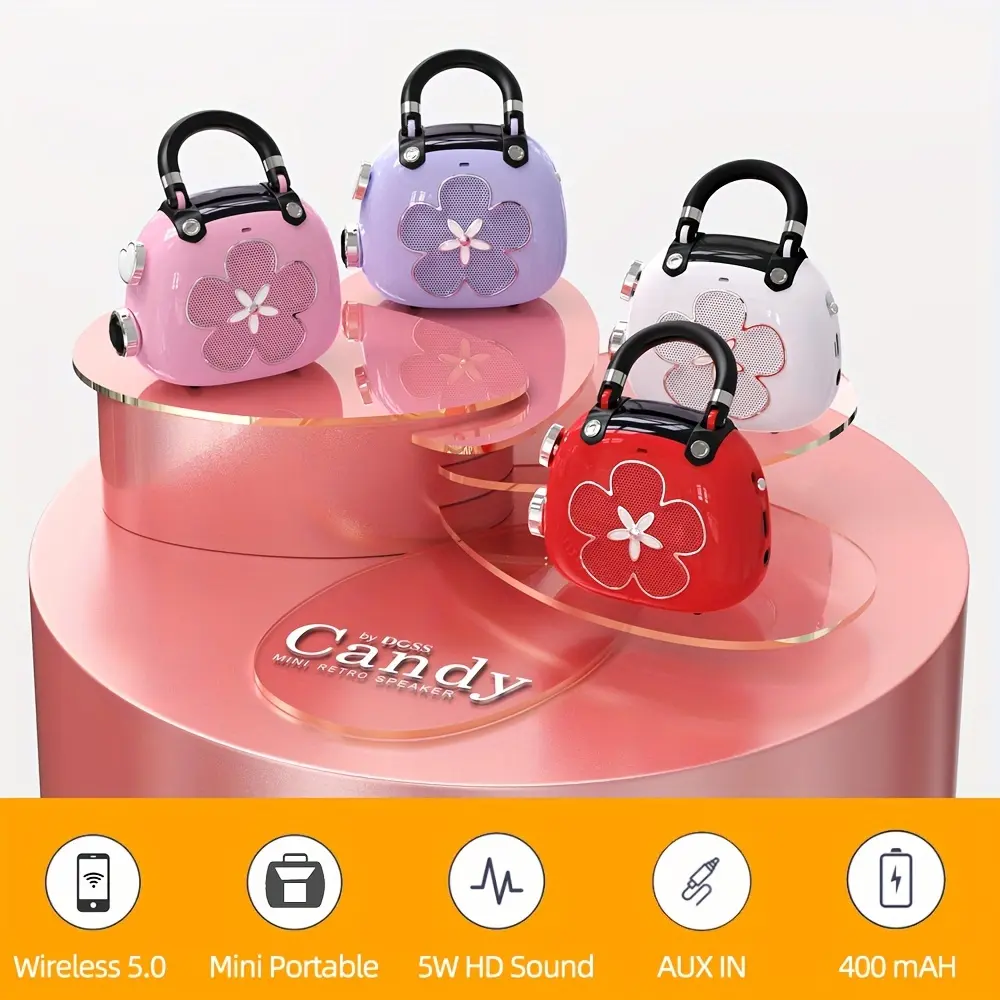 DOSS 5W Cute Wireless Speaker, Mini Portable Speaker With Mighty Sound, Wireless 5.0 Technology, Retro Stylish Design, Adorable Speaker For Room, Desk Decoration, Xmas Gift For Girls, Women