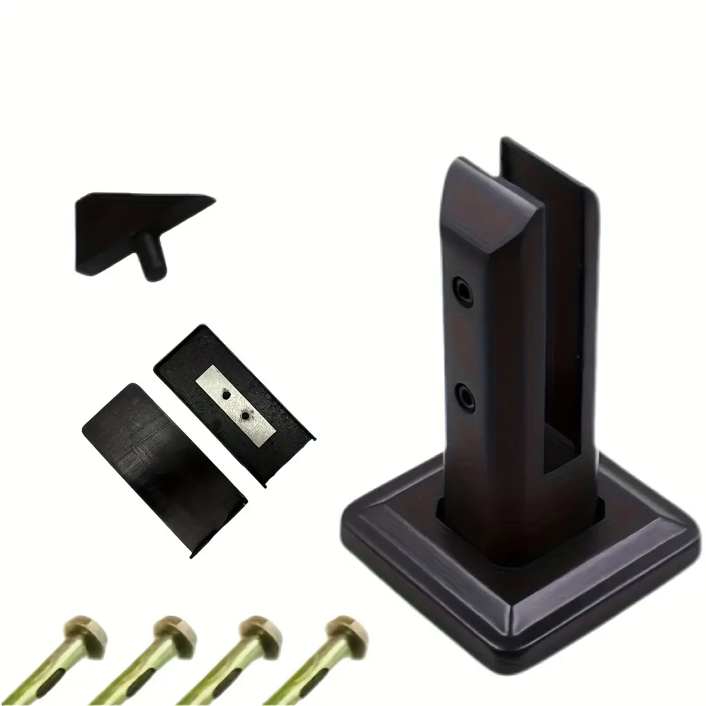For Railings, Handrails, Balconies, and Stairs, 1 Set Frosted Thickened Stainless Steel Glass Railing Bracket (16.0cm): A Heavy Duty Stair Glass Handrail Fence Clip. Comes with a Base Cover and 4pcs Screws. (Staircase Diagonal Plastic Accessories)
