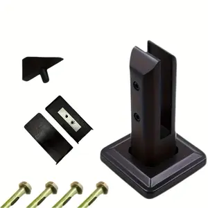 For Railings, Handrails, Balconies, and Stairs, 1 Set Frosted Thickened Stainless Steel Glass Railing Bracket (16.0cm): A Heavy Duty Stair Glass Handrail Fence Clip. Comes with a Base Cover and 4pcs Screws. (Staircase Diagonal Plastic Accessories)
