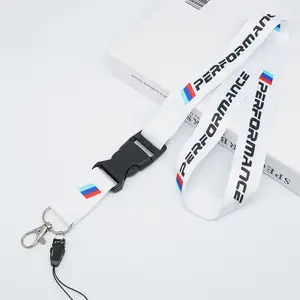 Nylon Lanyard Car Emblem Keychain, Work Card ID Cell Phone Keyring for Bmw M Performance E90 E60 E46, Car Styling Accessories