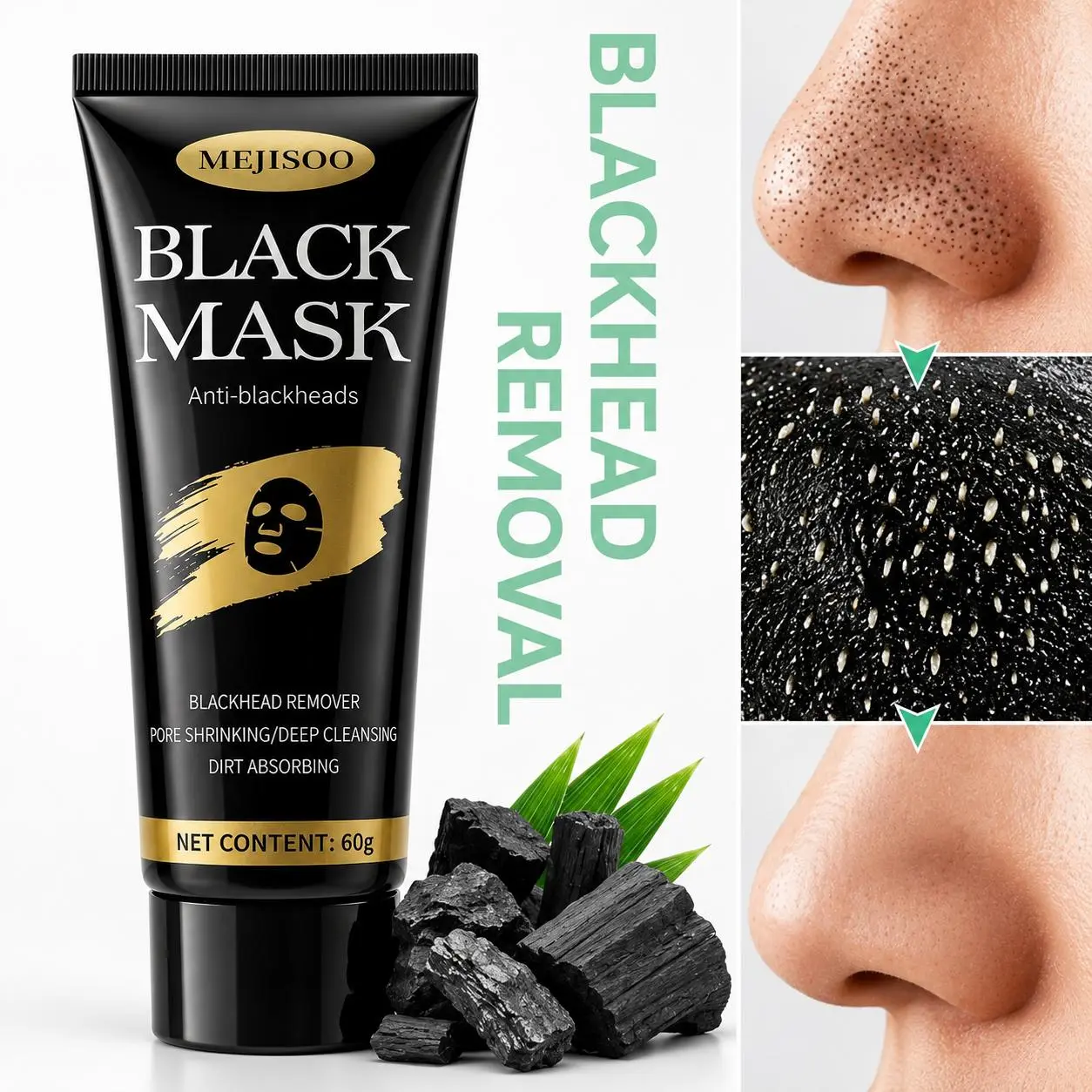 Black Peel Off Facial Mask, Charcoal Mask for Pore Care & Deep Cleansing, Blackhead Care Skincare Mask with Smooth Texture for Fresh-Looking Skin, At-Home Beauty Routine
