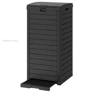 Gallon Waterproof Outdoor Trash Can with Lid, Plastic Outdoor Garbage Can with Drip Tray, Large Trash Can Outside for Patio, Garage, Pool, Garden, Backyard & Deck, BlackDD22HomeCookJoy
