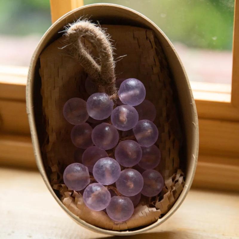 Popular Crystal Grape Soap, Handmade DIY Transparent Grape Bunch Handmade Soap, Gift Box Simulated Grape Soap