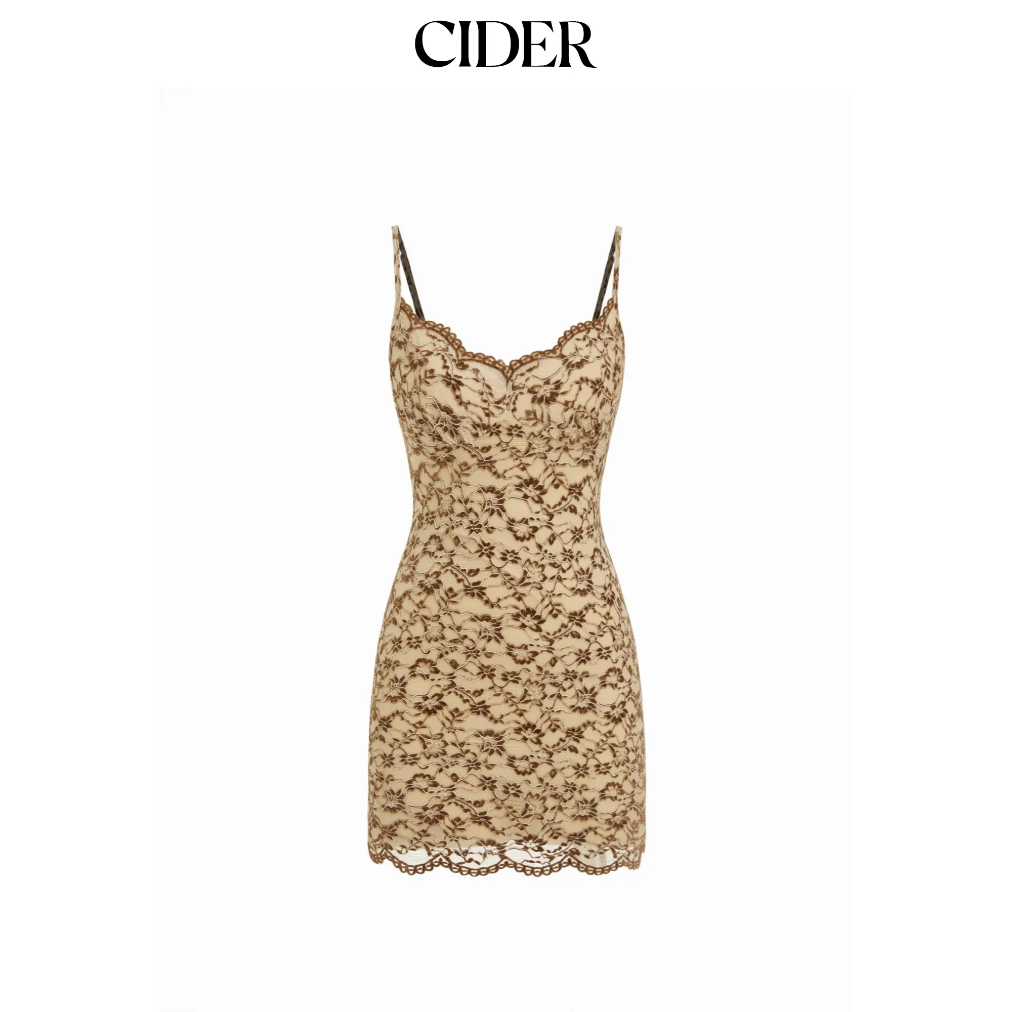 Cider Lace Flocking Sweetheart Bodycon Mini Dress SohoChic