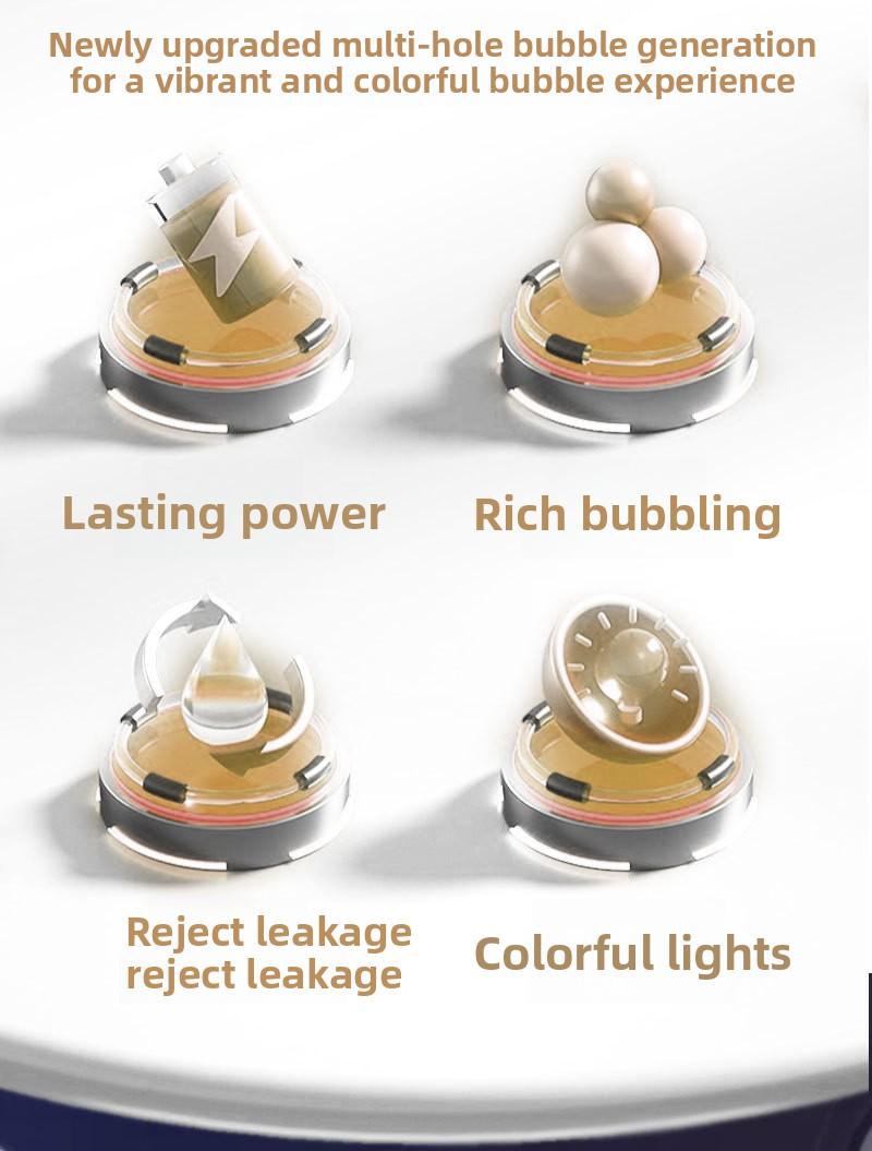 Automatic Handheld Bubble Machine for Kids, Bubble Maker Spring Summer Toys with Lights, Outdoor Rechargeable Blower Best Easter Gift for Children