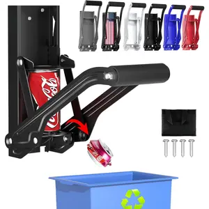 Can Crusher - Wall Mounted Can Crushers for Recycling - with Auto-Drop System -Built-in Bottle Opener-Crushes 8-16oz Cans-Includes Kitchen Storage Bag-Heavy Duty Can Crusher for Home Use-Black