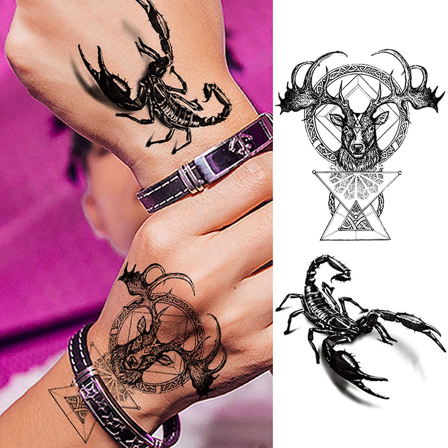 Animal & Figure Pattern Temporary Tattoo Sticker, 10pcs/set Realistic Fake Tattoo Decals, Waterproof Body Art Stickers for Women Men