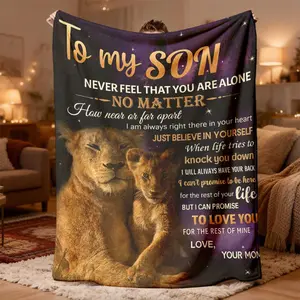 Contemporary Lion Starry Sky Themed Throw Blanket |   Digital Print Polyester, Lightweight Warm, Sentimental Gift From Mom For Son, For All Season Cozy Flannel