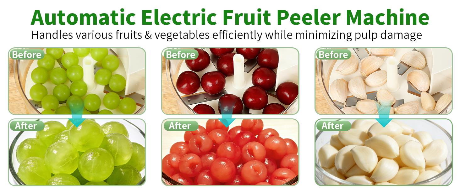 Automatic Grape Peeler Machine, Electric Garlic Peeler & Cherry Tomato,Cordless Electric Grape Peeling Machine for Fruit & Vegetable-Rechargeable Garlic Peeler Skin Remover for Home Kitchen Outdoor