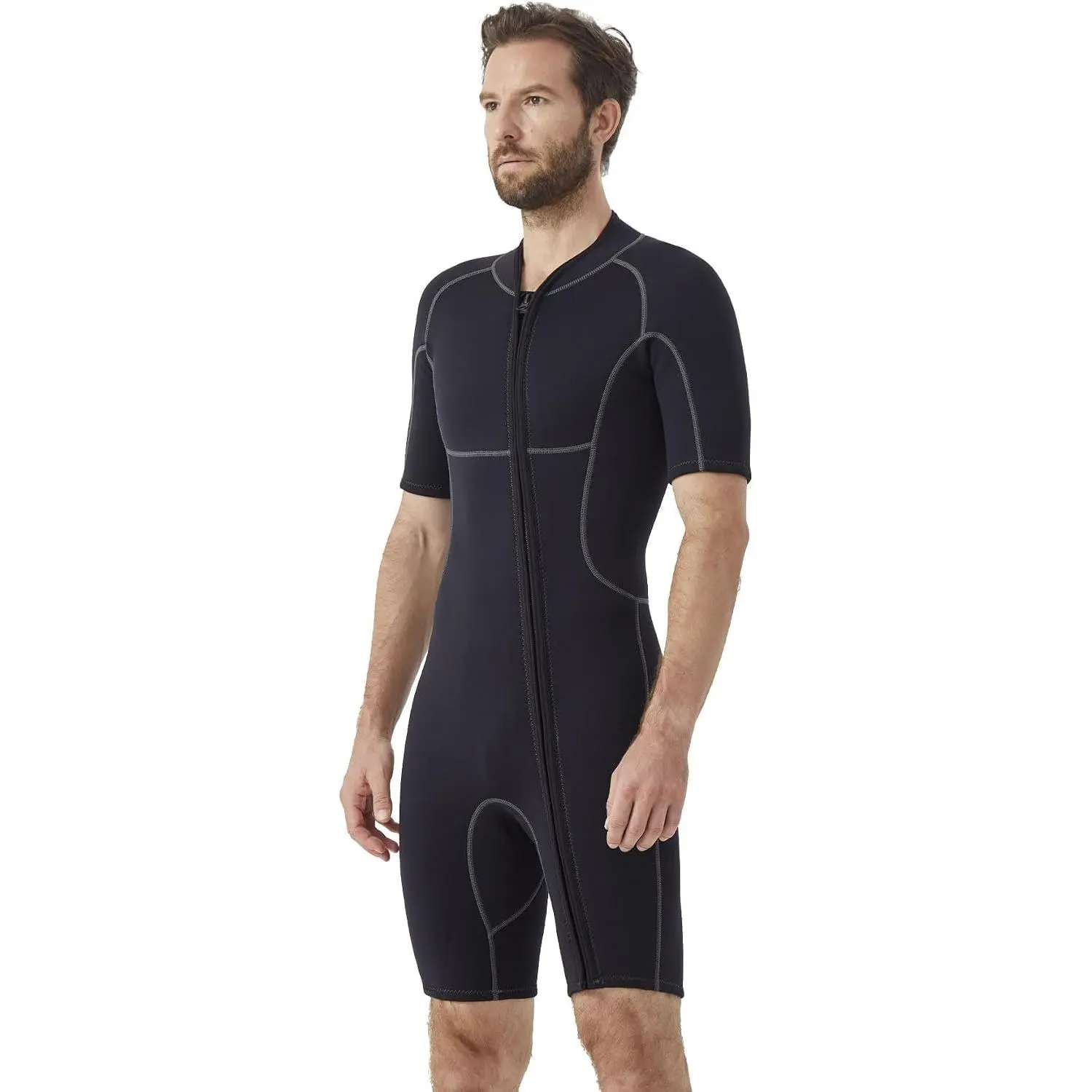 Shorty Wetsuit for Men 2mm Neoprene Front Zip