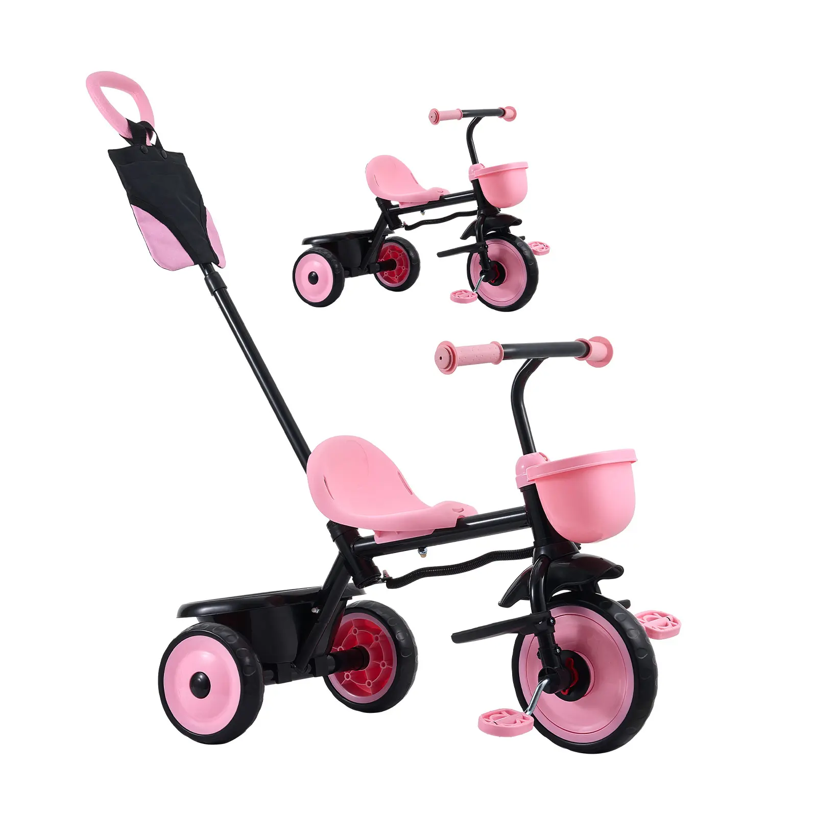 Toddler Tricycle & Stroller for 18 Months to 5 Year Old, 55 lbs / 25 kg Load Capacity, Kids Trike with Parent Push Handle, Stable Structure, For Outdoor Play