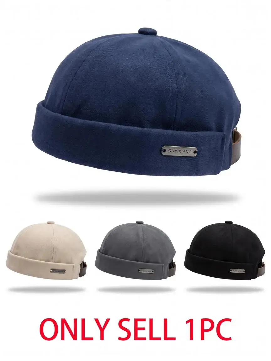 Men's Vintage Hip-Hop Hat, Unisex Fitted Dome Cap, Casual Street Fashion, Lightweight Skullcap, Suitable for Daily Commute, Fashionable Hats, Streetwear Hat