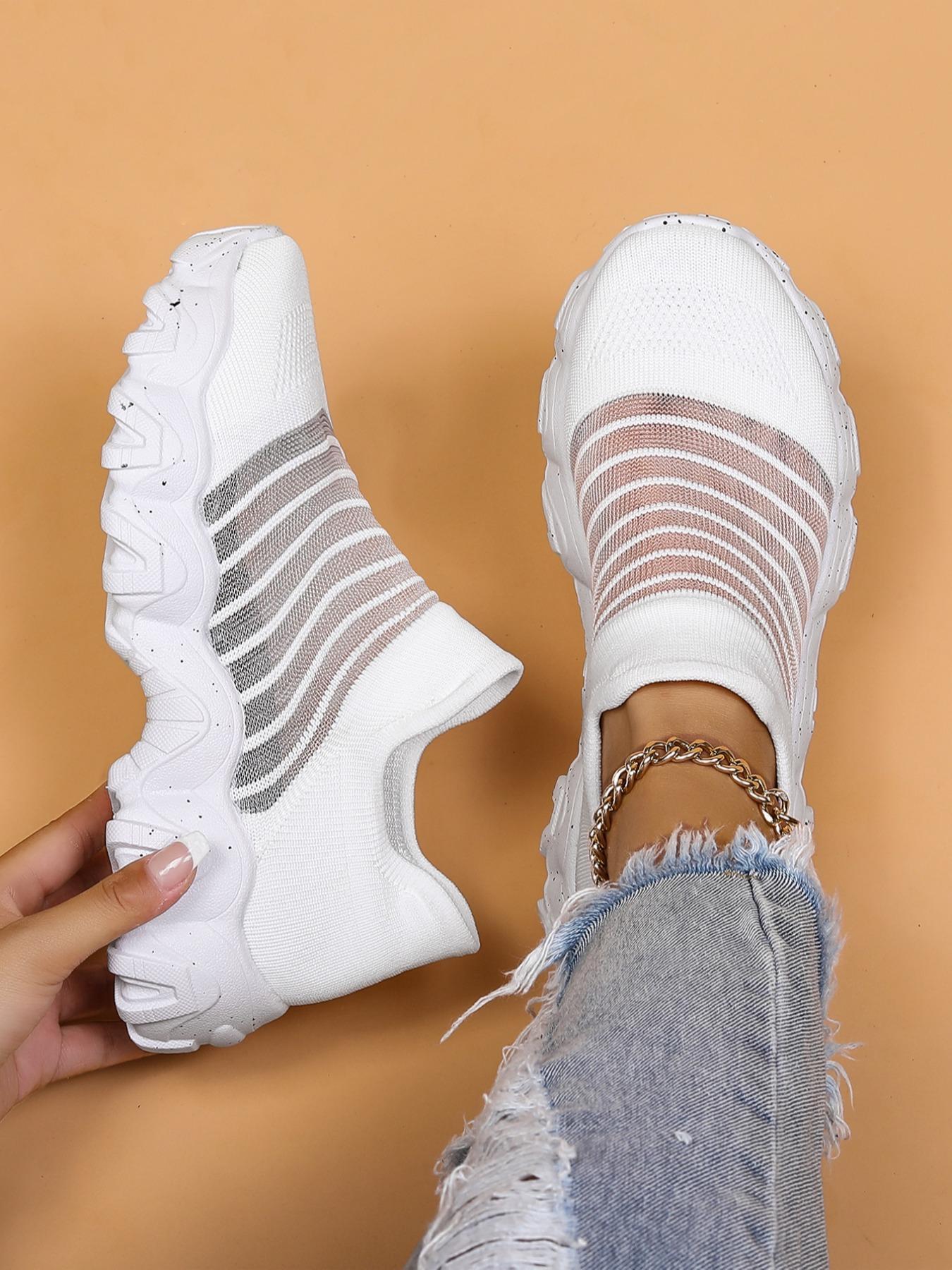 Women's Fashionable Breathable Mesh Sneakers, Casual Comfortable Sports Running Shoes, Female All-match Round Toe Shoes for Daily Wear, Athletic Running Shoes