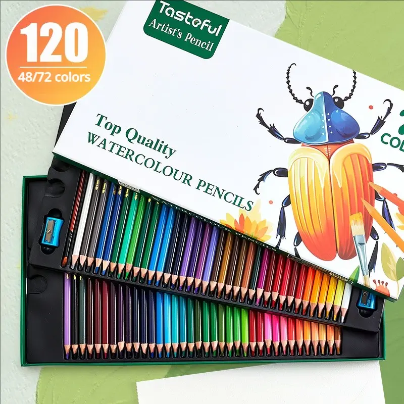Professional Oil-Based Water-Soluble Colored Pencils Set, 48/72/120 Colors, Art Supplies for Students, Drawing & Sketching Tools