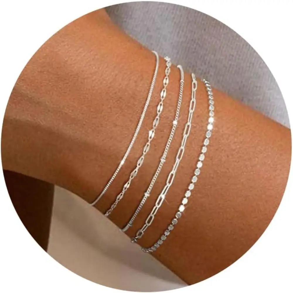 Bracelets for Women, Dainty Bracelets for Women Set Bracelet Stack Waterproof Jewelry for Women Trendy Minimalist Simple Small Thin Bracelet Set for Women Teen Girls Gift