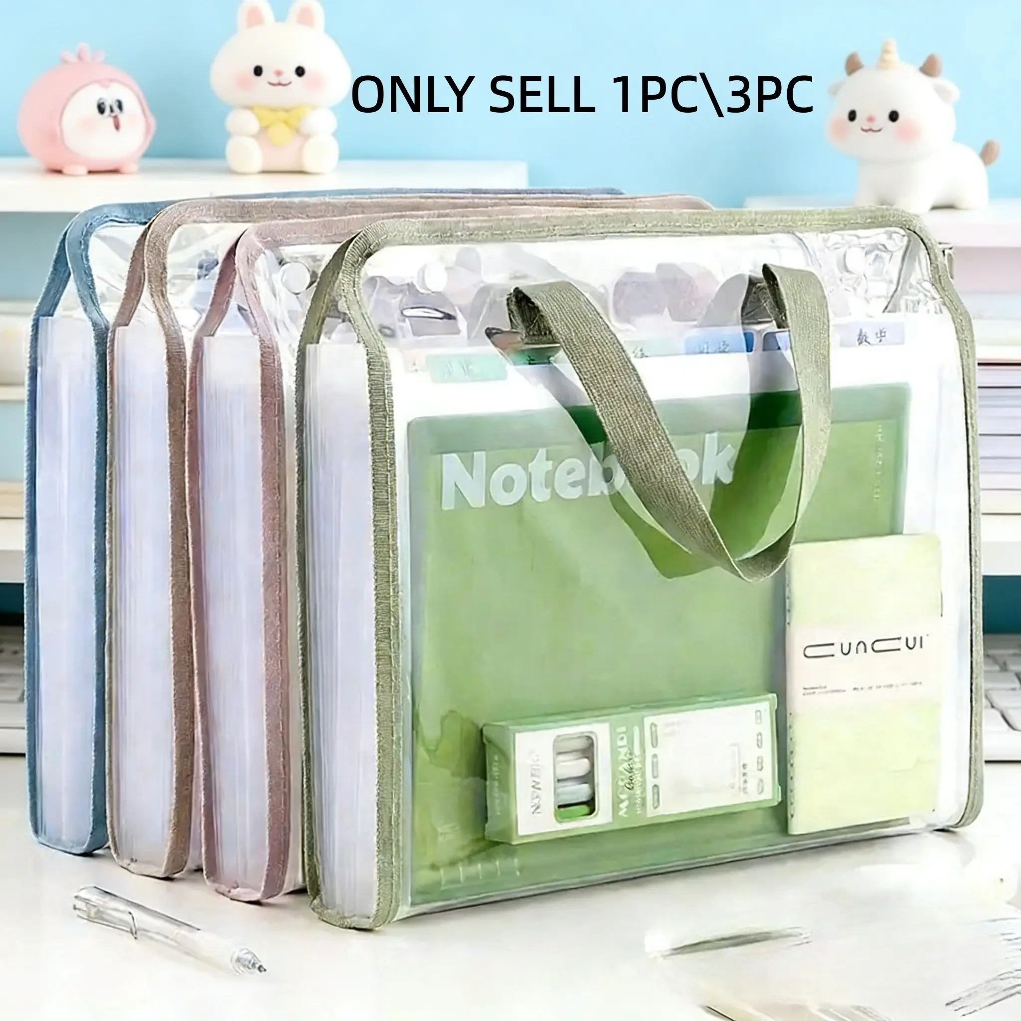 Large Capacity A4 Vertical File Organizer, 1pc Multi-pocket Expanding Document Holder, Waterproof Durable Plastic File Folder for Students & Workers