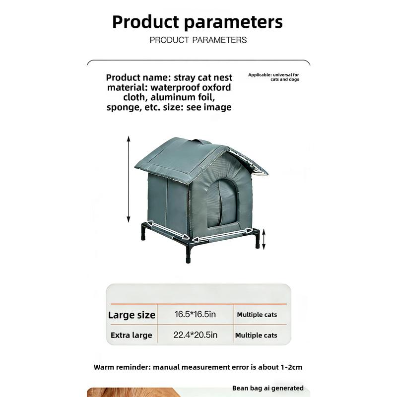 Outdoor Cat Nest Windproof & Rainproof Warm Comfortable All-Weather House with Waterproof Fabric & Reinforced Edges