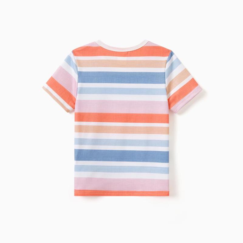 PatPat Family Matching Blue Short-sleeve Tee or Colorful Stripe Camisole Dress Spingtok