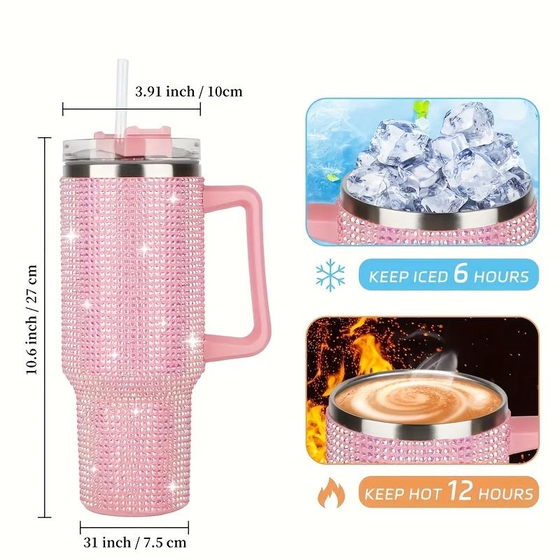 40oz Rhinestone Stainless Steel Insulated Tumbler - Premium Travel Mug for Hot And Cold Drinks - Durable, Reusable, Hand Wash Only, No Electricity Needed, Multipurpose, And Sparkling Diamond Flag Series Design, Birthday Christmas Gifts